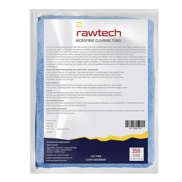 Rawtech Combo of Car Shampoo (250ml) and 2 Microfibre Cleaning Cloth (40 cm x 40 cm)