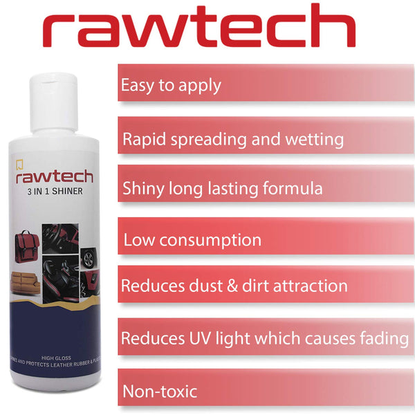 Rawtech 3 In 1 - Dashboard, Tyre & Leather Seats Shine (250ml)