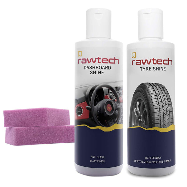 Rawtech Combo of Dashboard Shine, Tyre Shine (250ml Each) and 2 Cleaning sponge